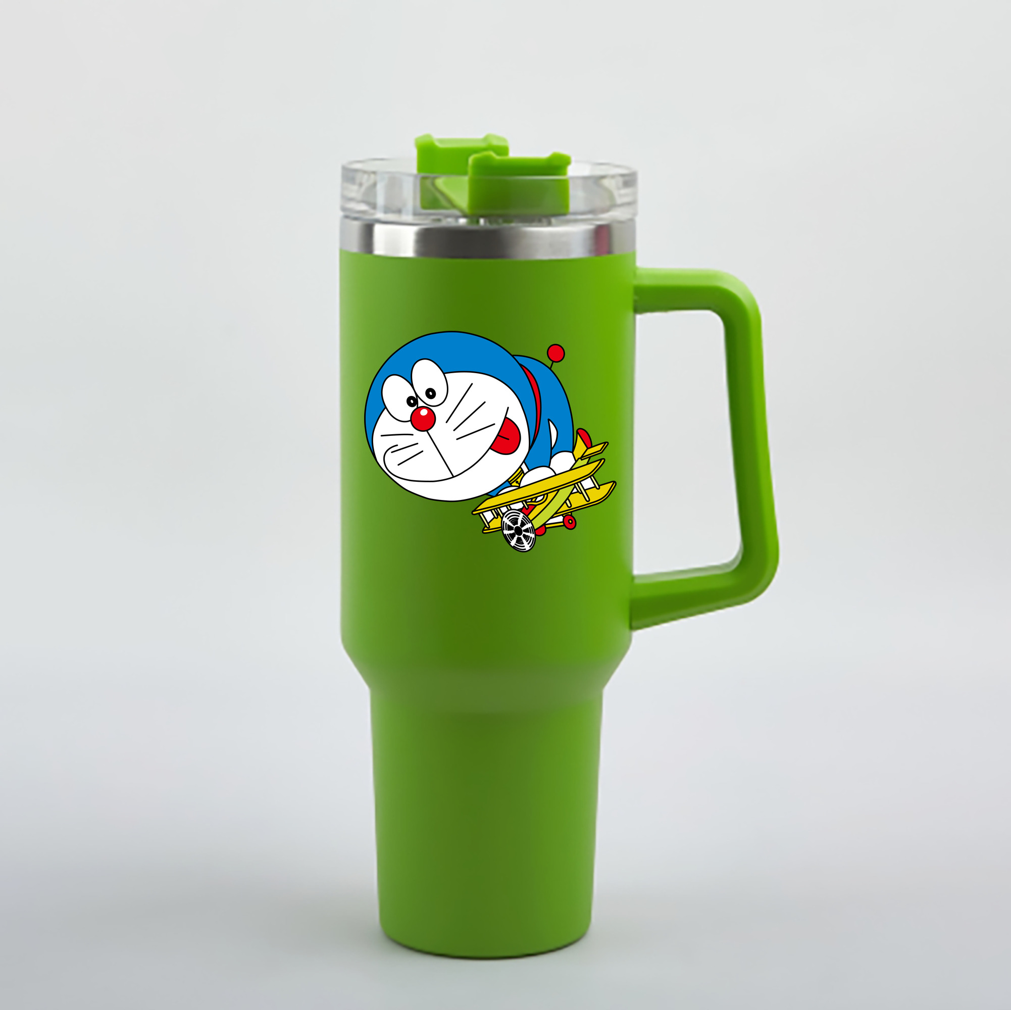 （画像用） ドラえもん Doraemon 1200mL車用タンブラー - クリスタルステッカー（プラスチックストロー付き）